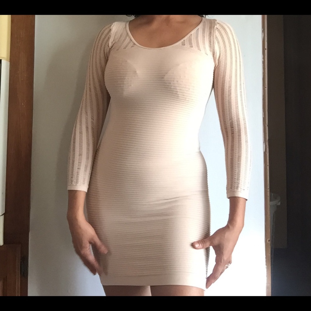 Bebe Beige long sleeve dress